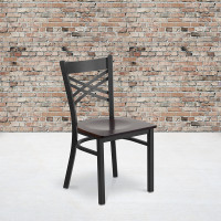 Flash Furniture XU-6FOBXBK-WALW-GG Restaurant Chair in Black Walnut